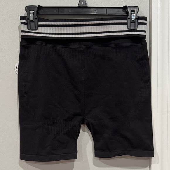 PINK Victoria's Secret Black Biker Shorts with Striped Waistband (A1-4) - Picture 3 of 6